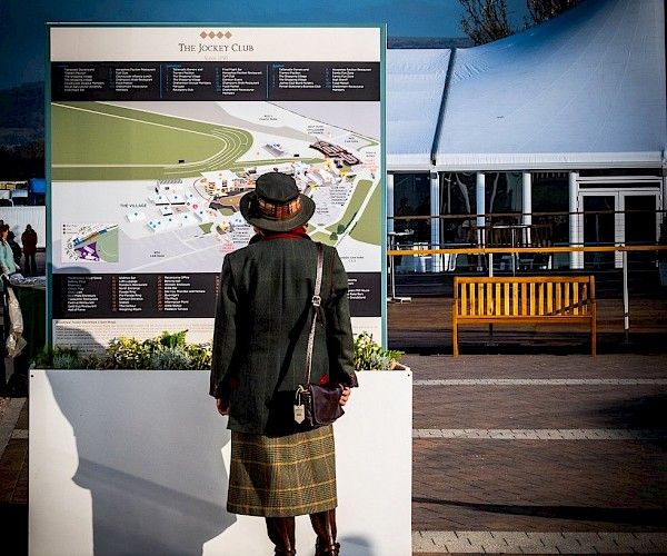 map totem used for directional signage at racecourse