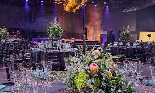 JLR Retailer of the Year large green table display on stands