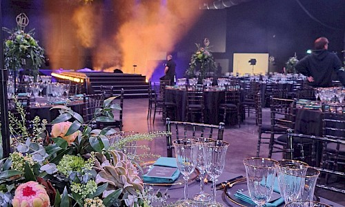 JLR Retailer of the Year large green table display on stands
