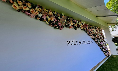 Royal Ascot moet and chandon artificial rose wall