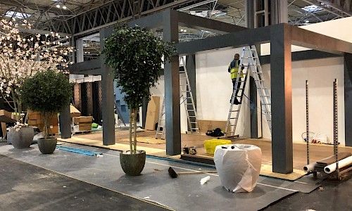 January Furniture Show carpenters building in exhibition hall