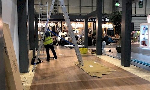 January Furniture Show carpenters building in exhibition hall