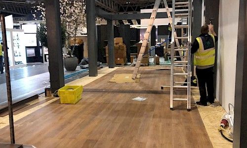 January Furniture Show carpenters building in exhibition hall