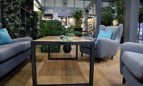 January Furniture Show succulent table on exhibition stand