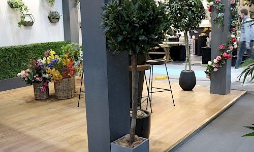 January Furniture Show artificial planting on exhibition stand