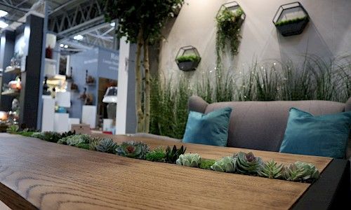 January Furniture Show succulent table on exhibition stand